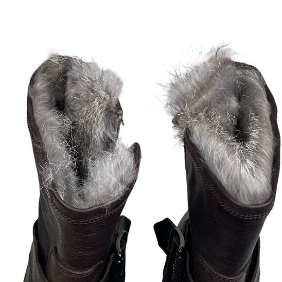Frye Women’s Natalie Brown Leather Fur Lined Engineer Boot Size US 7.5 - Picture 14 of 14